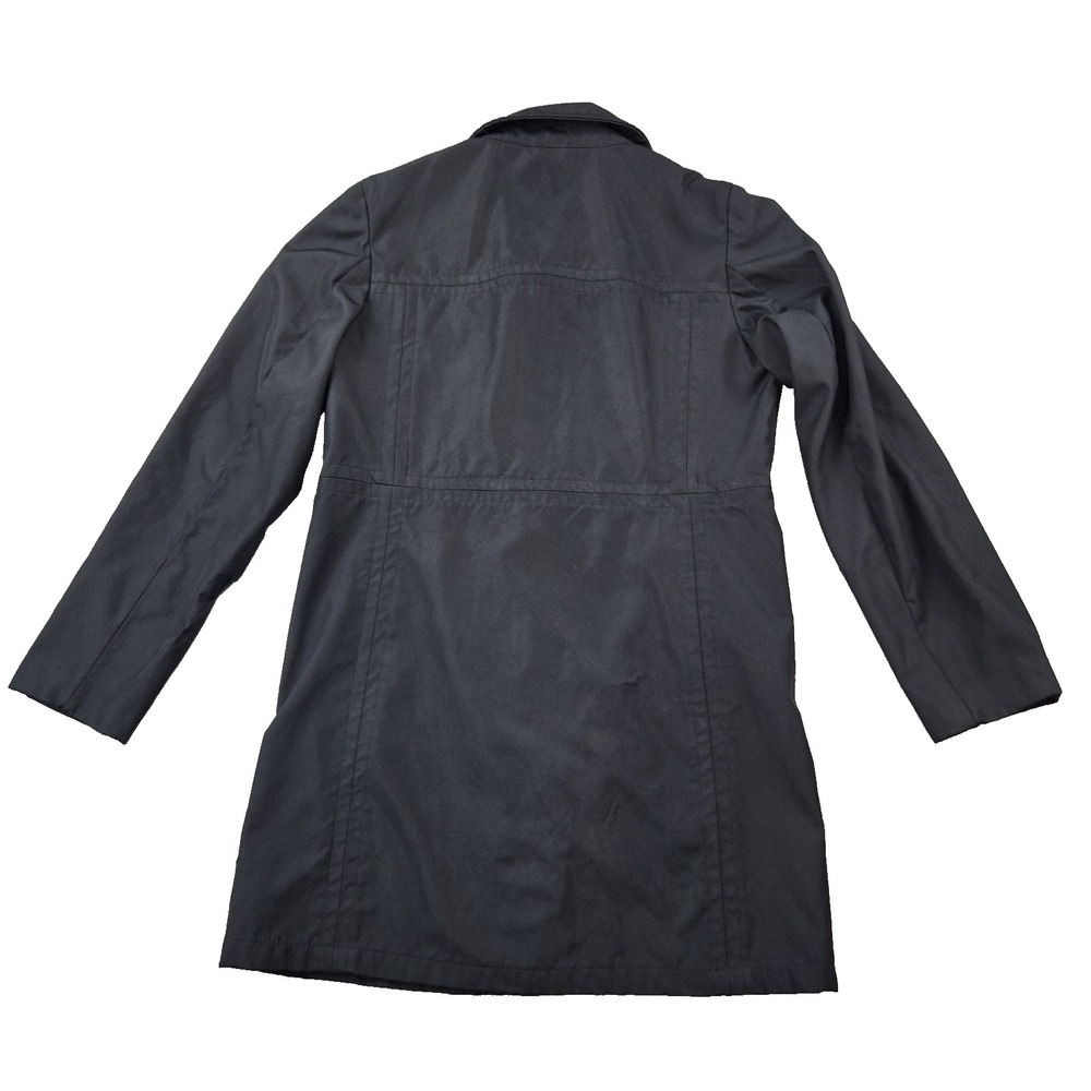 Y2K Old Navy Women's Rain Jacket Black Button Down‎ Mid Length Spring  02 Medium - Picture 4 of 10